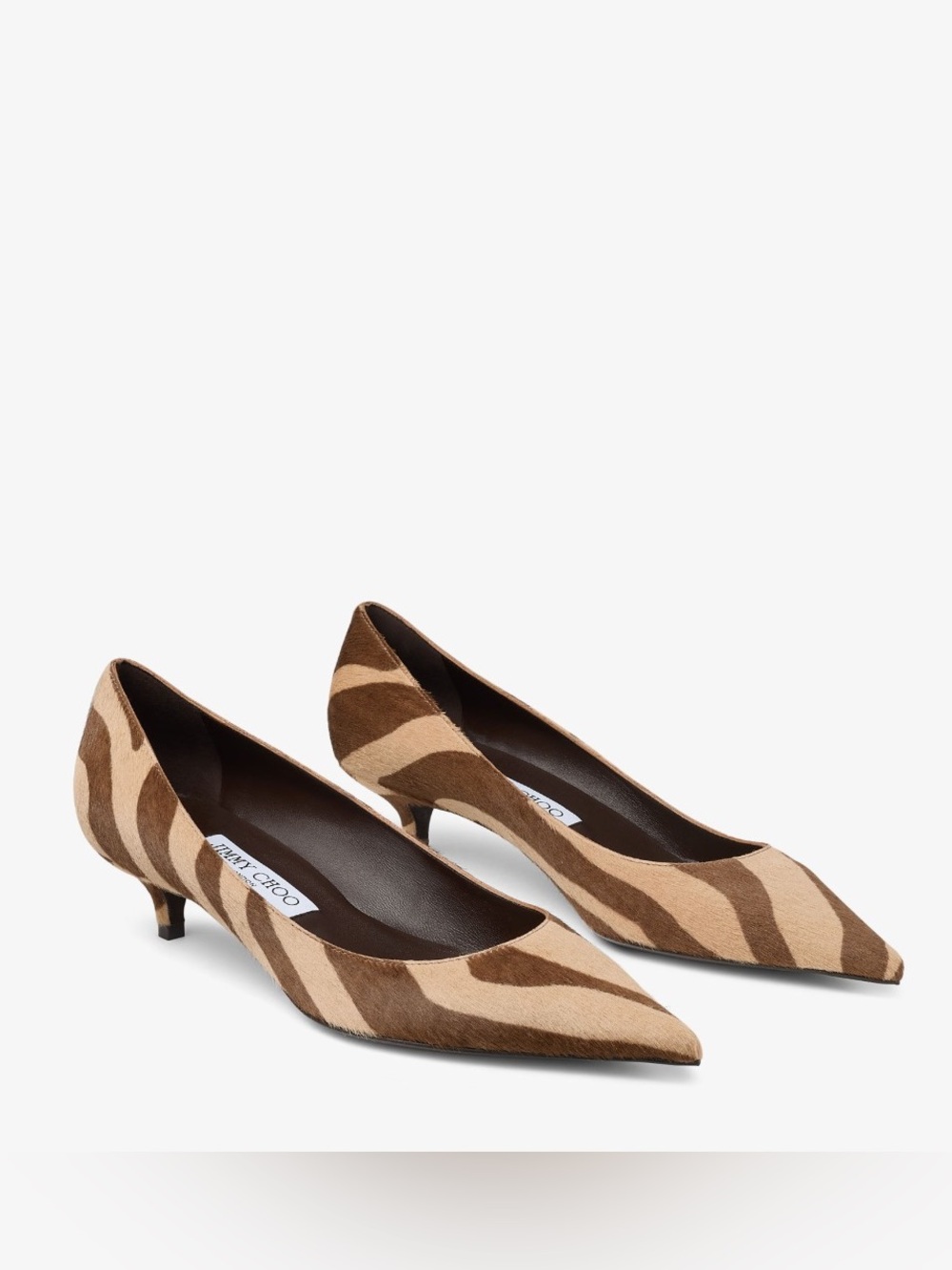 New Jimmy Choo Amelia 35 Chocolate Zebra Printed Pony Pumps $1,095 39.5